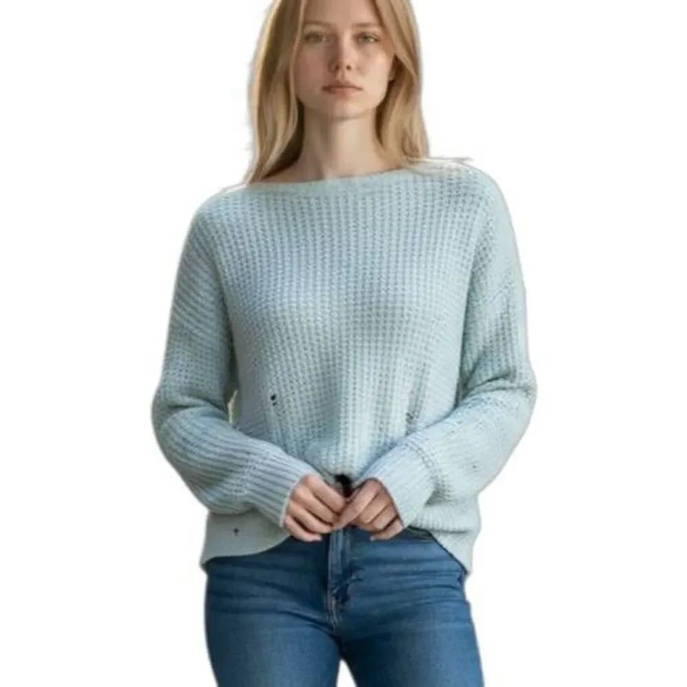 AMERICAN EAGLE OUTFITTERS MINT DISTRESSED SWEATER SZ.XS EUC.